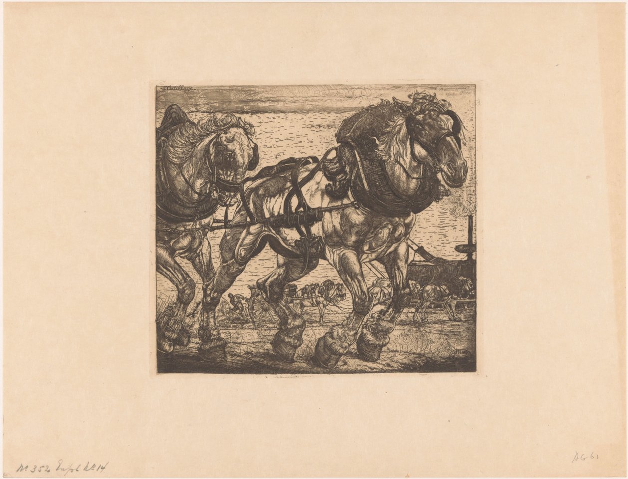 Chevaux de trait près de la Seine à Paris - Pieter Dupont