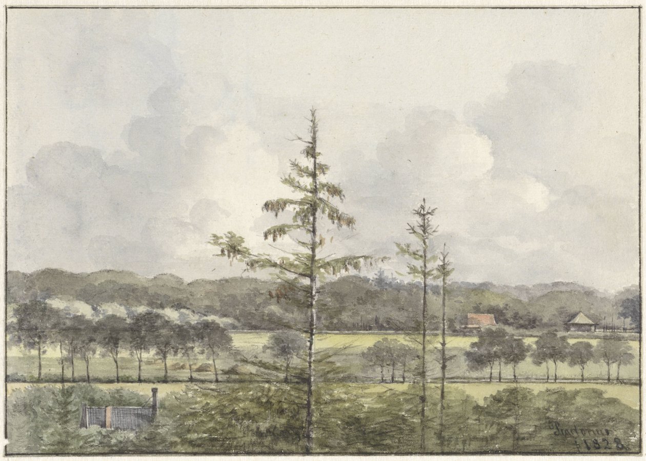 Vue des prairies avec fermes - Pieter Ernst Hendrik Praetorius