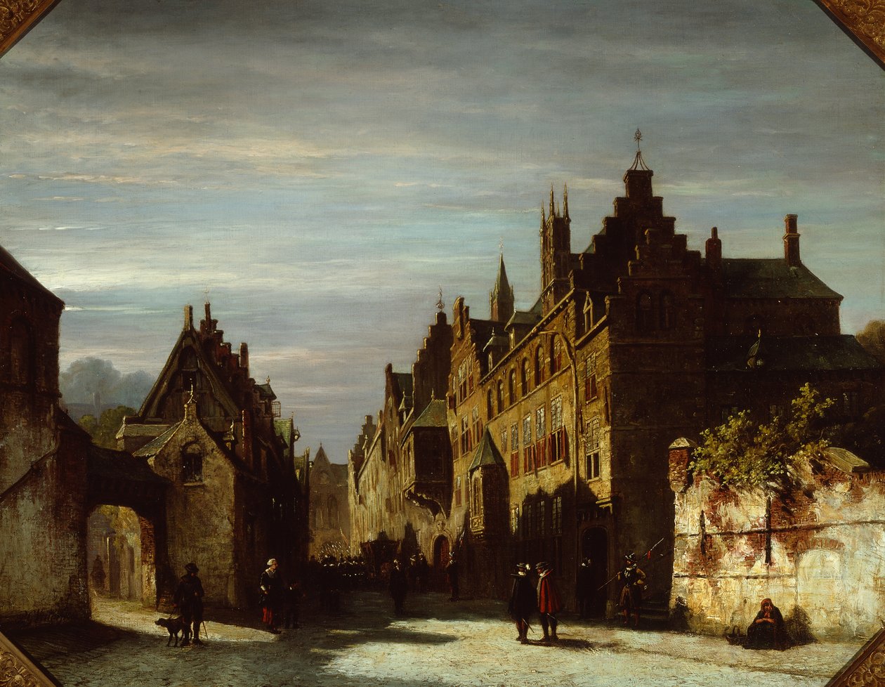 Une rue hollandaise avec des soldats - Pieter Gerard Vertin