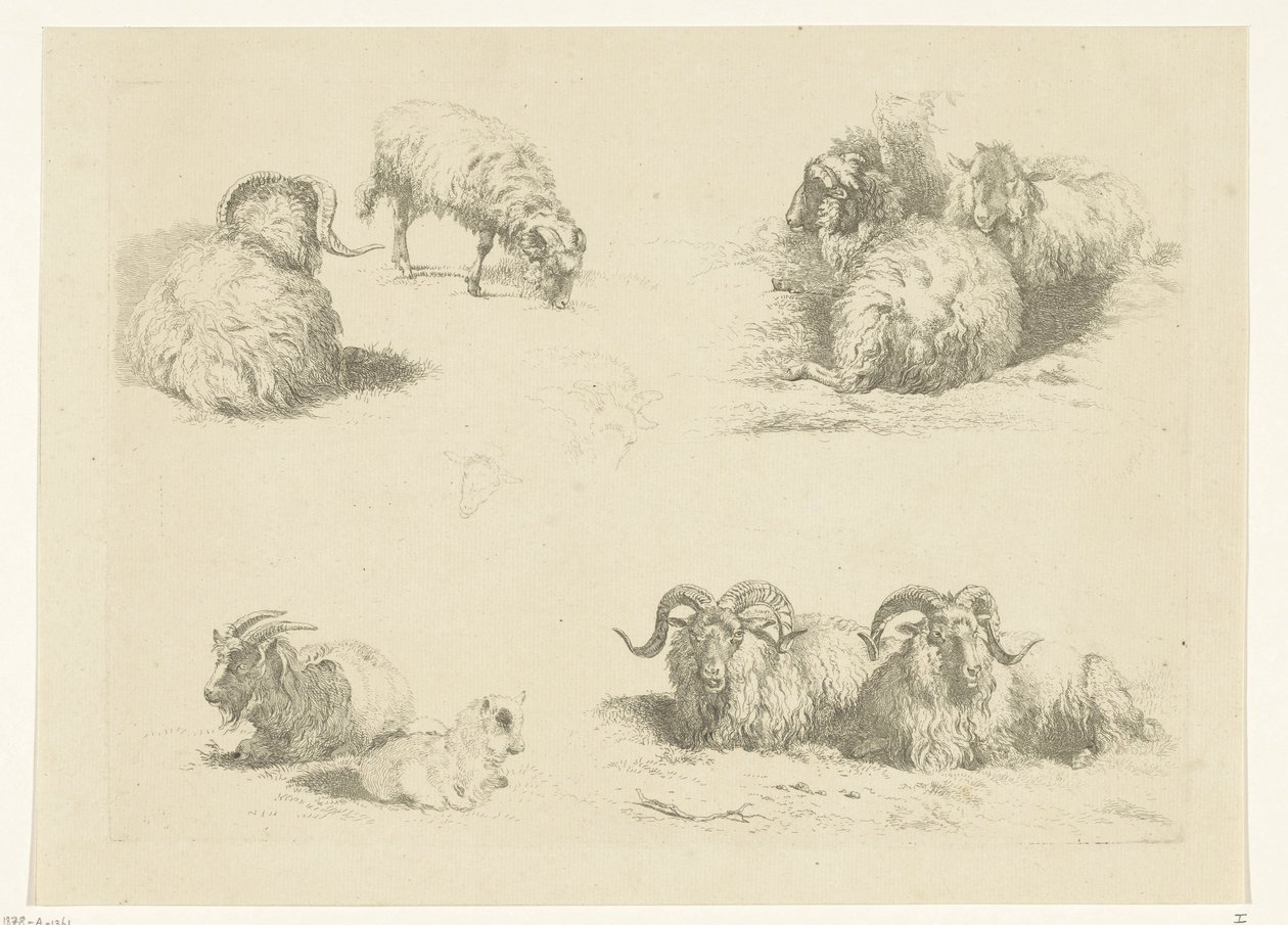 Quatre scènes avec des moutons et des chèvres - Pieter Gerardus van Os