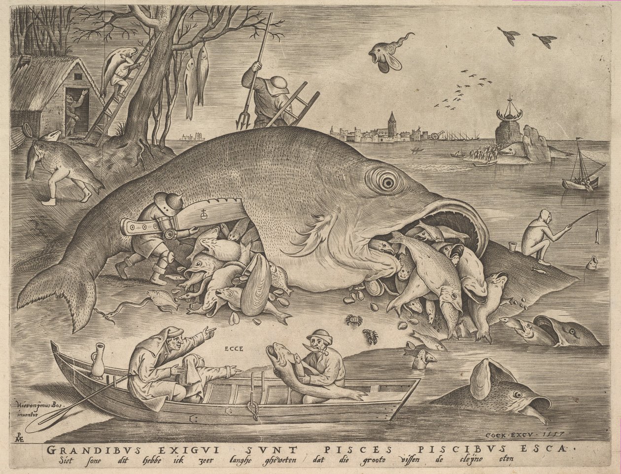 Les gros poissons mangent les petits poissons, 1557 - Pieter Heyden van der
