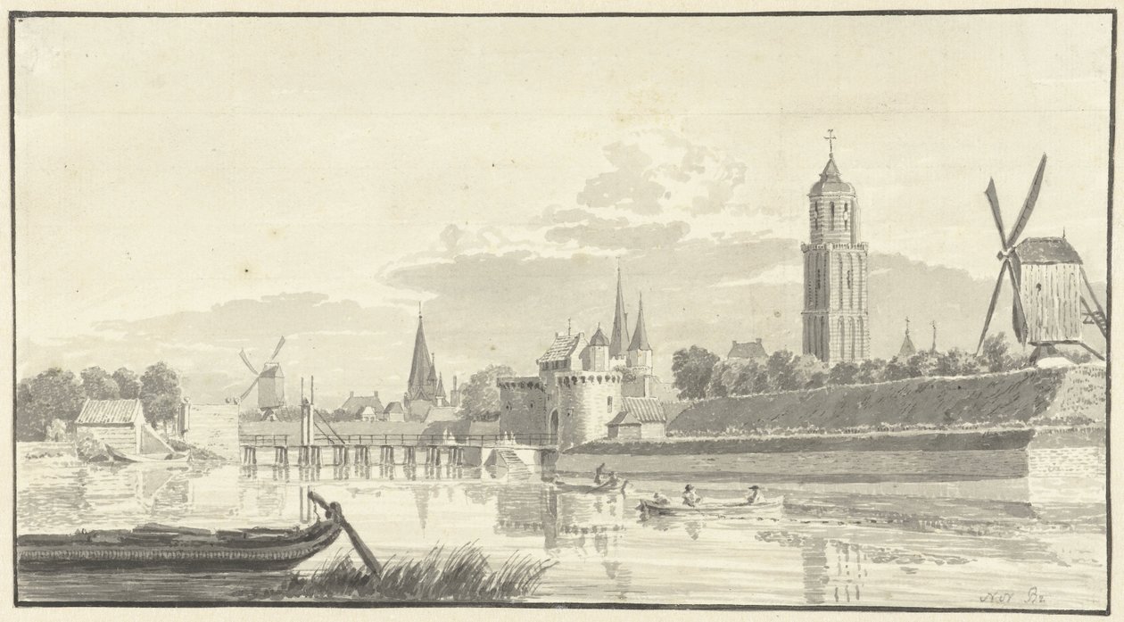 La porte de Kampen à Zwolle - Pieter Jan van Liender (attributed to)