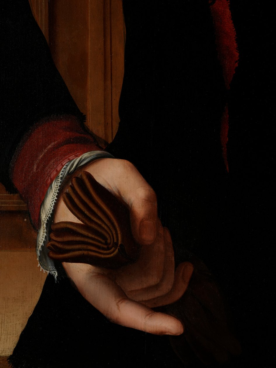 (détail) du Portrait de Jan van Eyewerve - Pieter Jansz. Pourbus