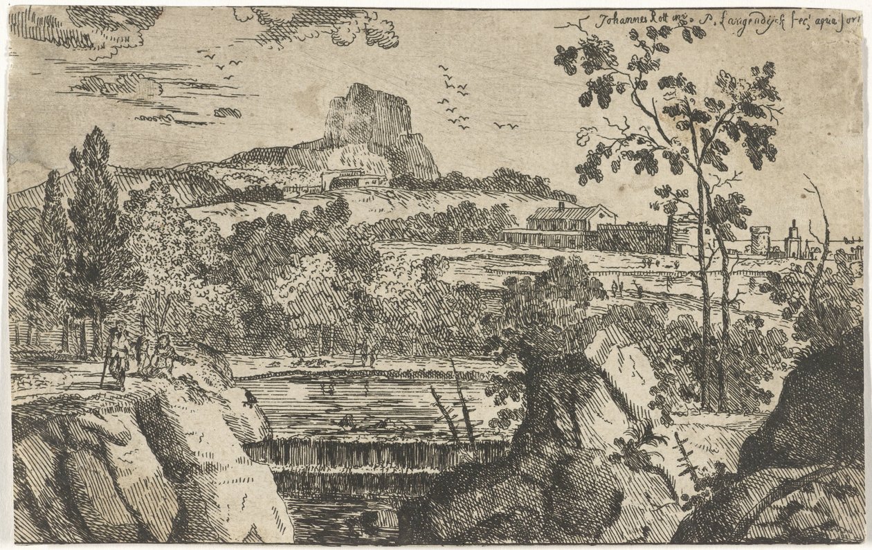 Paysage montagneux avec cascade - Pieter Langendijk (I)