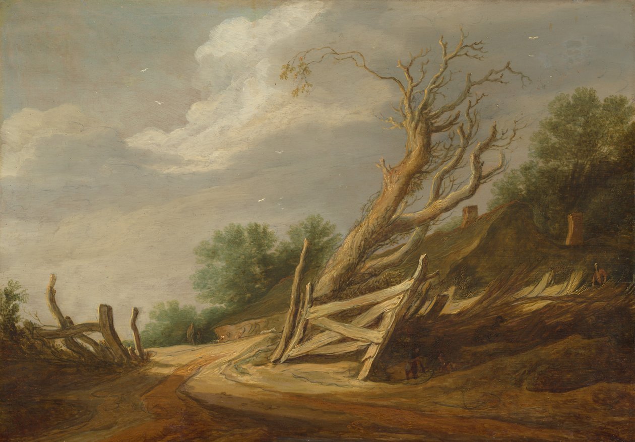 Paysage avec porte ouverte, vers 1630-1635 (huile sur panneau) - Pieter Molijn
