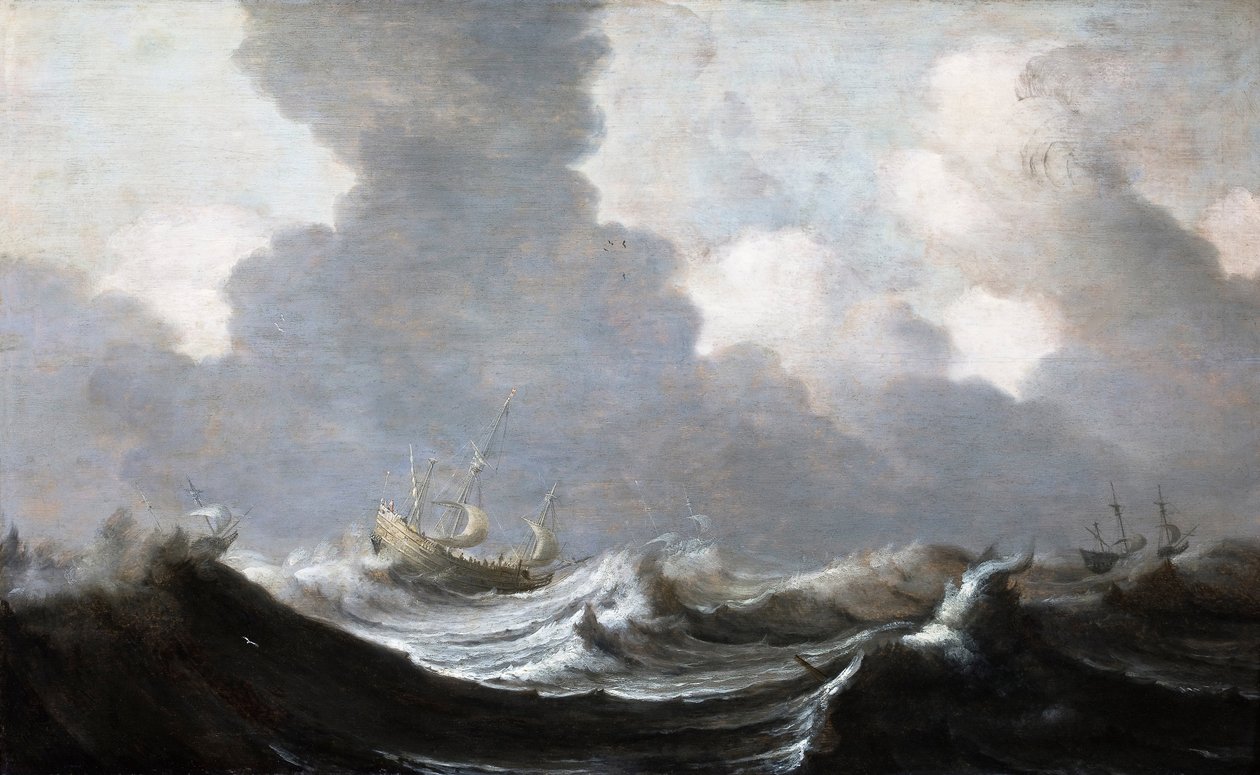 Quatre navires courant devant une tempête, 1630 - Pieter Mulier the Elder