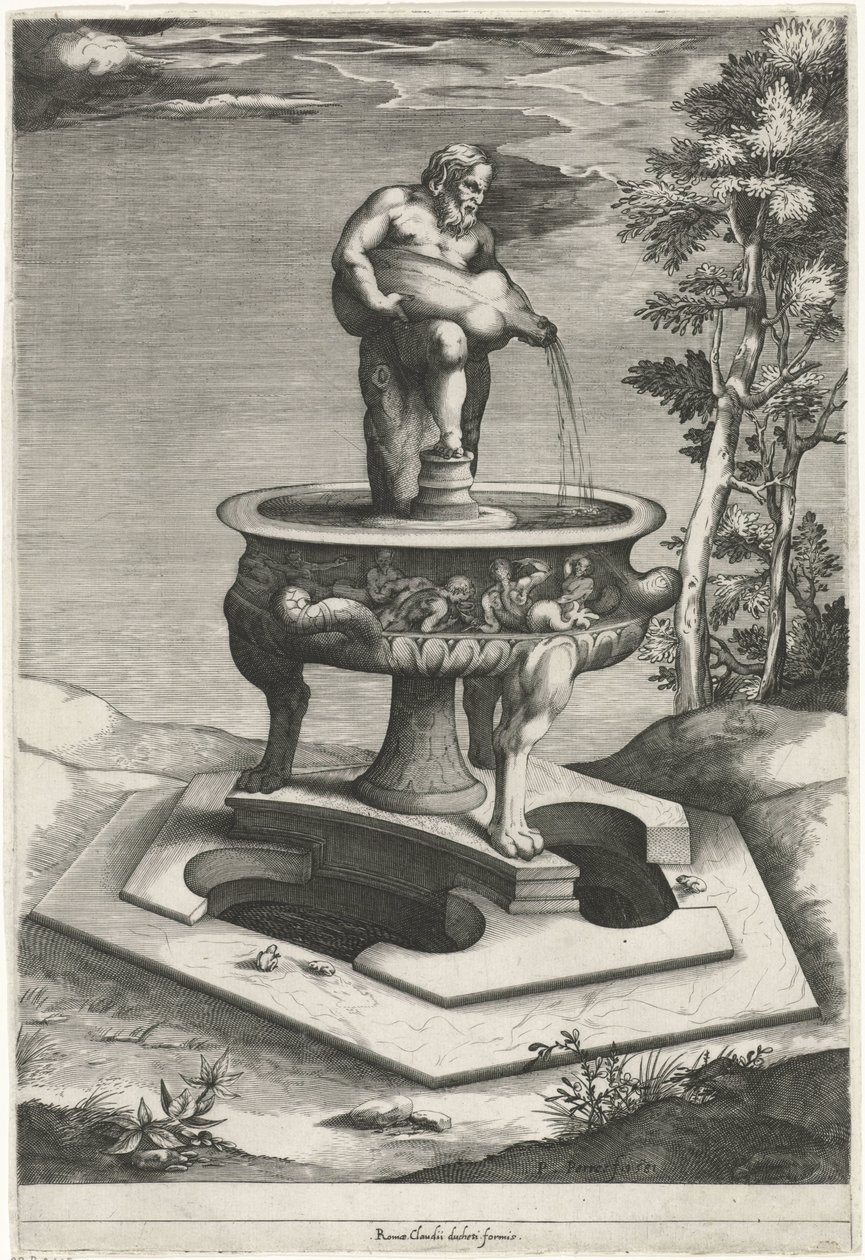 Fontaine avec Silène dans les jardins du Palazzo Cesi au Vatican - Pieter Perret