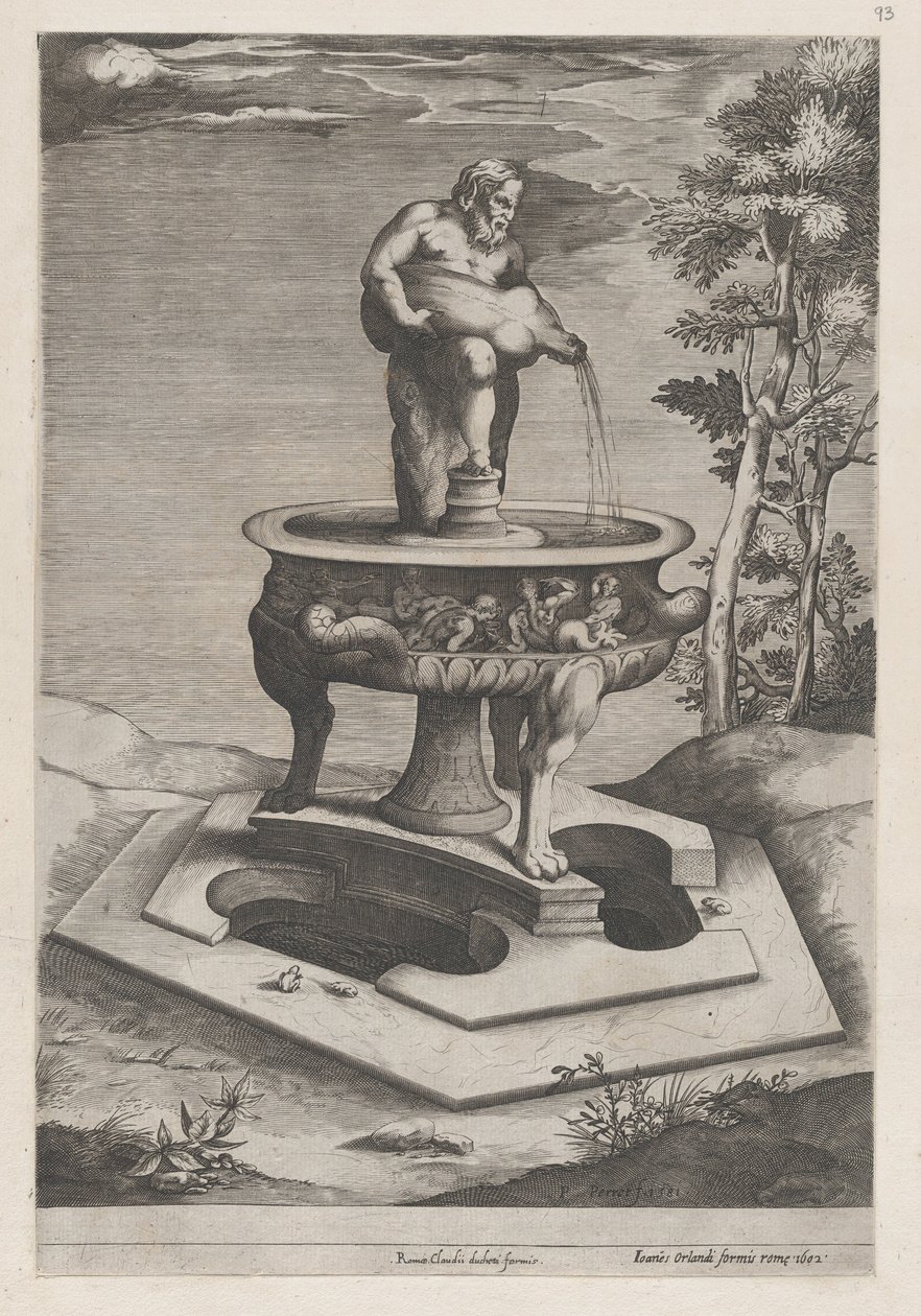Speculum Romanae Magnificentiae : Une fontaine et un bassin, 1581 - Pieter Perret