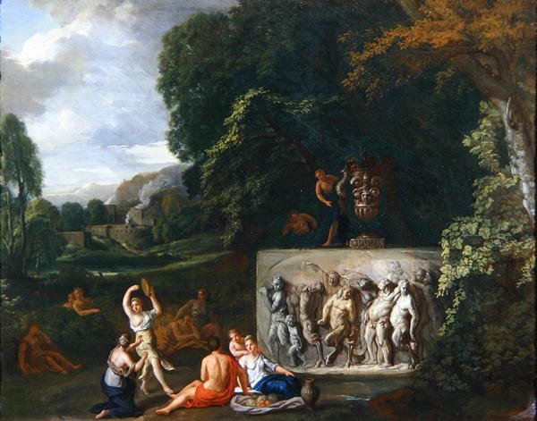 Paysage Classique avec des Jeunes Filles Dansant près d