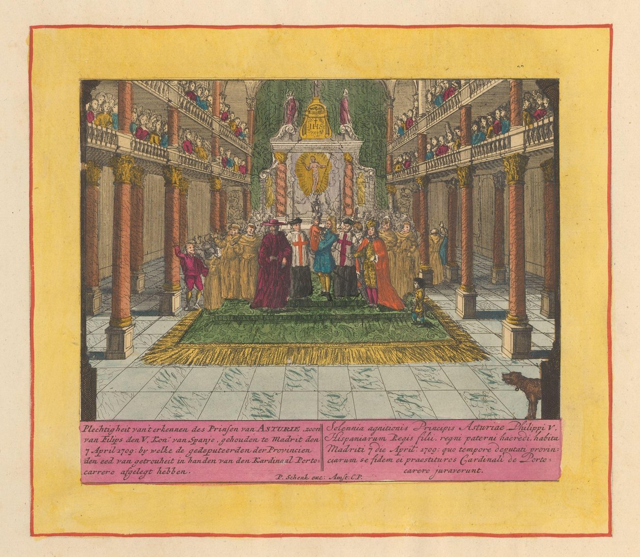 Erkenning van Lodewijk Filips, prins van Asturië en zoon van koning Filips V van Spanje, 1709 - Pieter Schenk (I)