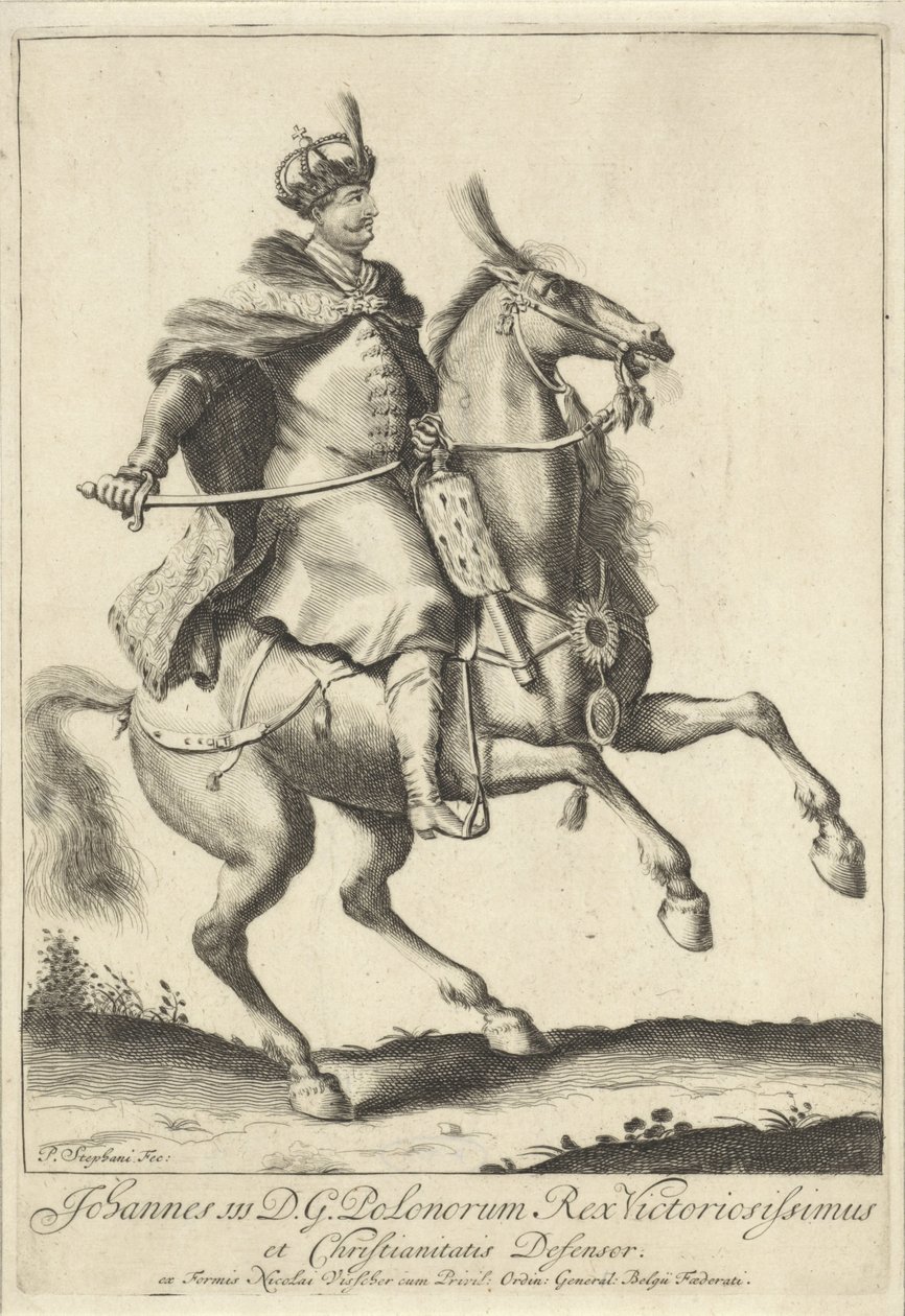Portrait équestre du roi Jean III Sobieski de Pologne - Pieter Stevens (vermeld in 1689)