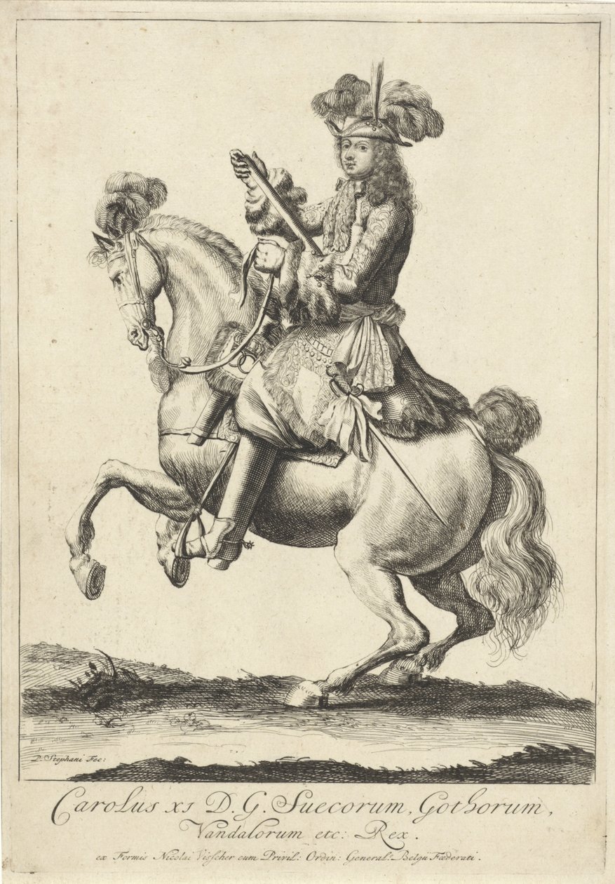 Portrait équestre du roi Charles XI de Suède - Pieter Stevens (vermeld in 1689)