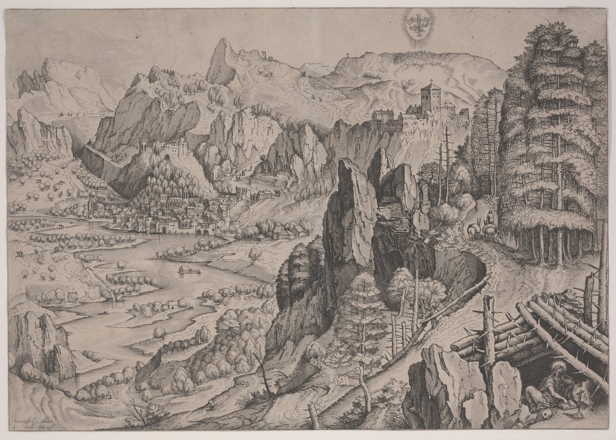 Magdalena Poenitens, gravure réalisée par Jan et Lucas van Duetecum - Pieter The Elder (after) Brueghel