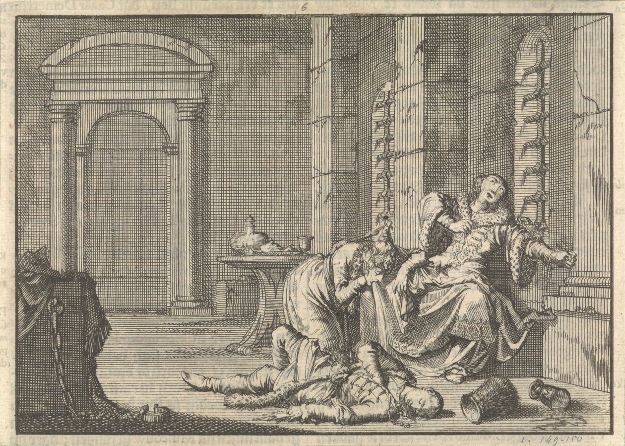 La mort du tsar Fyodor II Borisovich Godunov, 1605, 1698 - Pieter Van der Aa