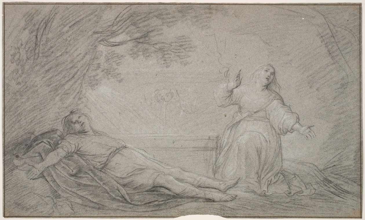 Danois : scène mythologique représentant une femme pleurant la mort d