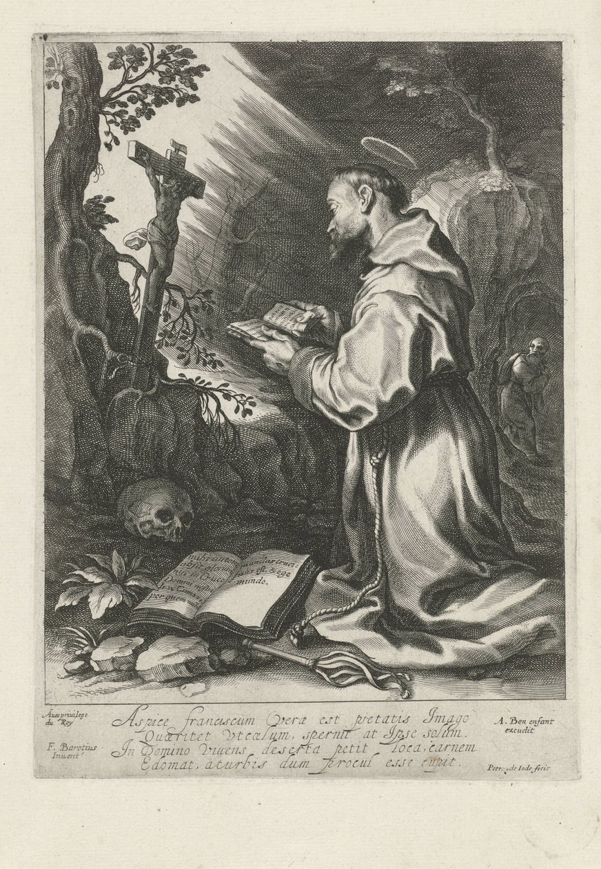 Saint François, agenouillé devant un crucifix - Pieter de Jode (I)