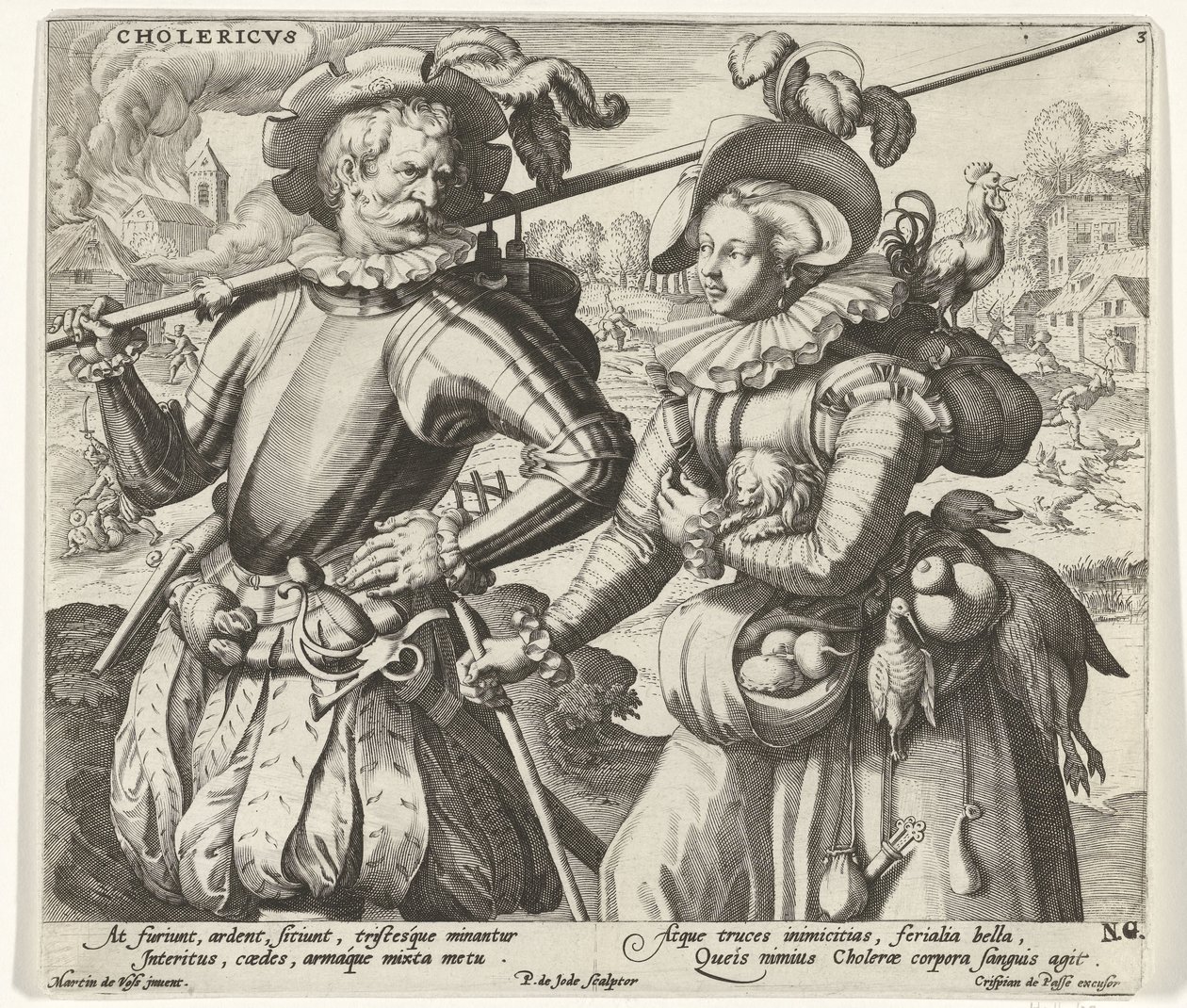 Le tempérament colérique Cholericvs De quatre tempéraments (série) - Pieter de Jode (I)