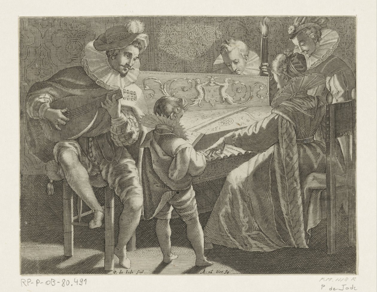 Groupe de musiciens à la lumière de la torche, vers 1600 - Pieter de Jode (I)