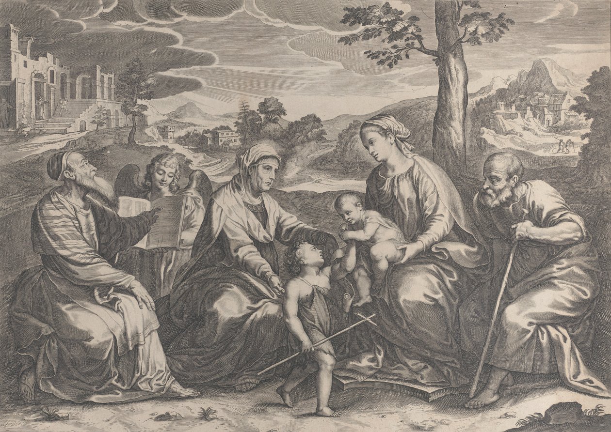 La Sainte Famille à droite, avec le jeune Saint Jean-Baptiste, Élisabeth, Zacharie (détail) - Pieter de Jode II