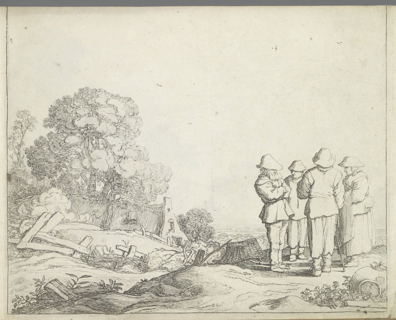 Paysage avec trois paysans et une paysanne - Pieter de Molijn