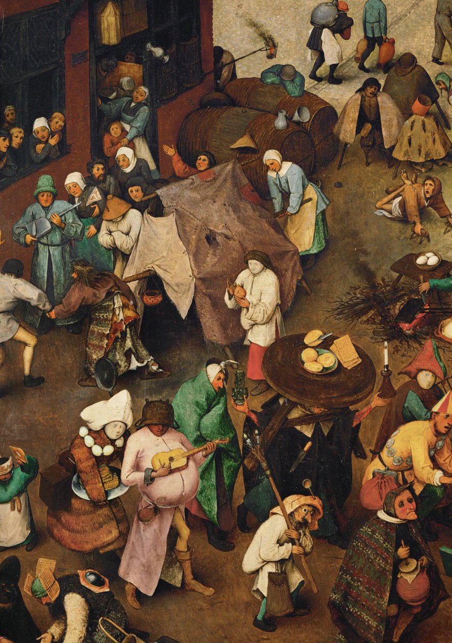 Combat entre le carnaval et le carême ... (huile sur bois de chêne) - Pieter the Elder Bruegel