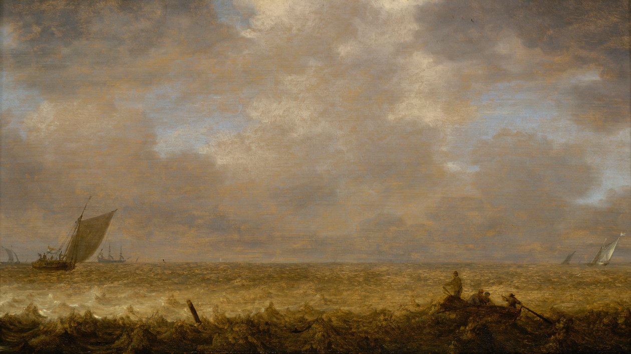 Une mer peu profonde avec des bateaux de pêche, c.1640 - Pieter the Elder Mulier