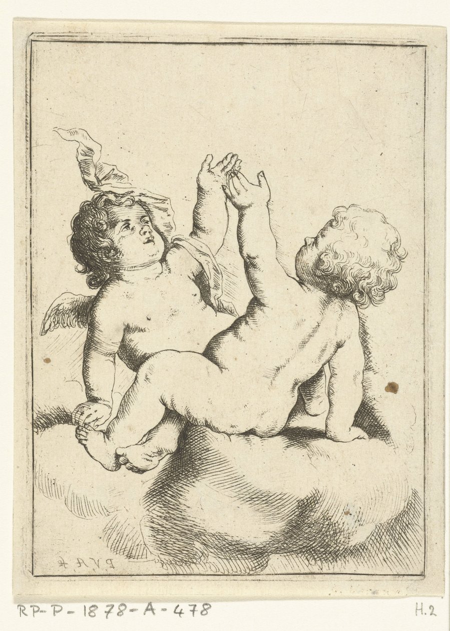 Un ange et un enfant sur un nuage - Pieter van Avont