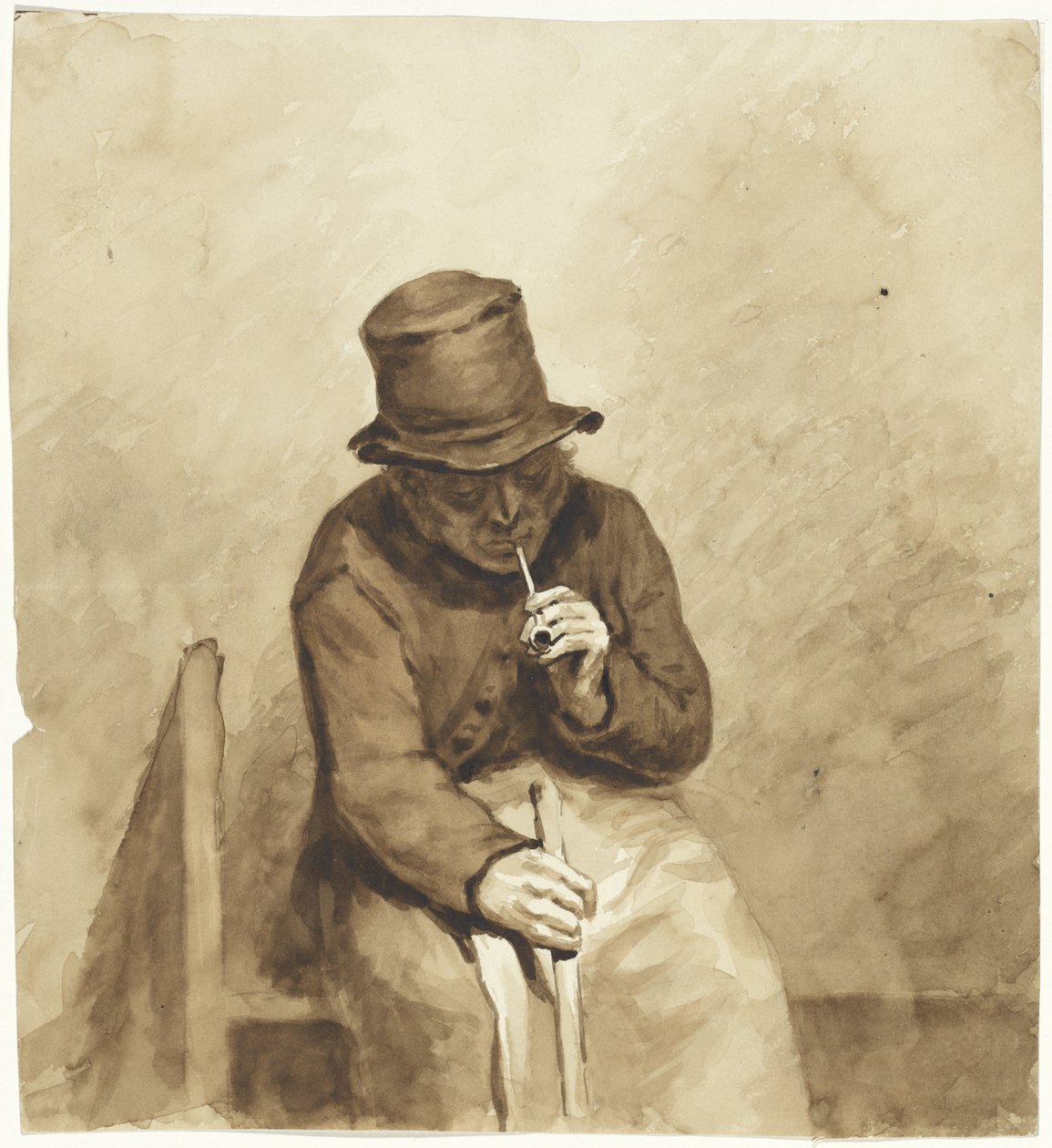 Homme assis fumant - Pieter van Loon