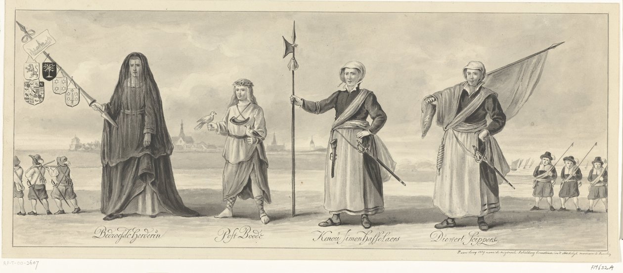 Défilé de la chambre de rhétorique de Haarlem lors de la commémoration du siège de Haarlem, vers 1660 - Pieter van Looy (signed by artist)