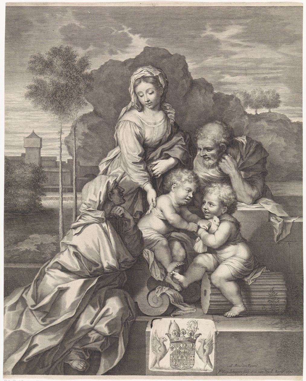 Sainte Famille avec Élisabeth et Jean-Baptiste - Pieter van Schuppen
