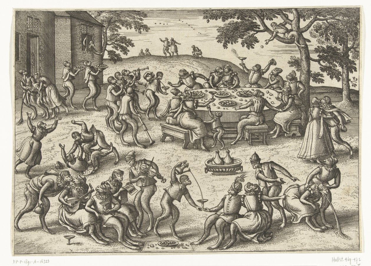 Banquet en plein air, Apenspel (titre de la série) - Pieter van der Borcht (I)