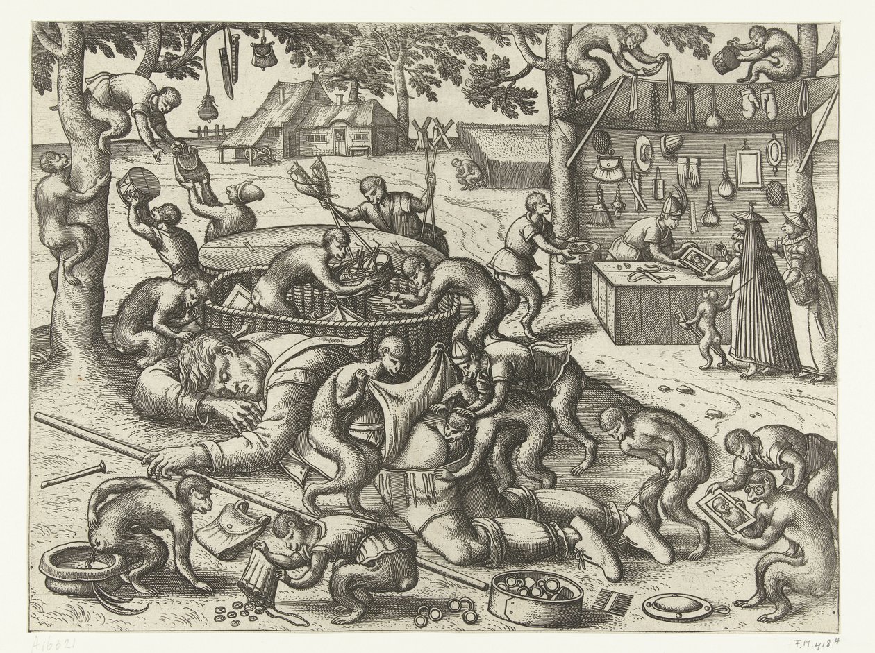 Camelot endormi volé par des singes - Pieter van der Borcht (I)