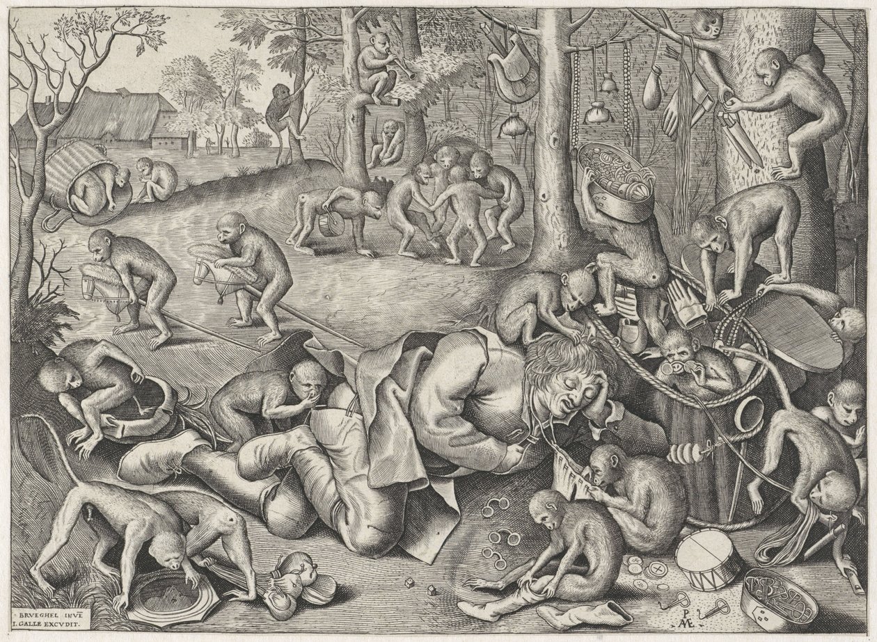 Colporteur volé par des singes - Pieter van der Heyden