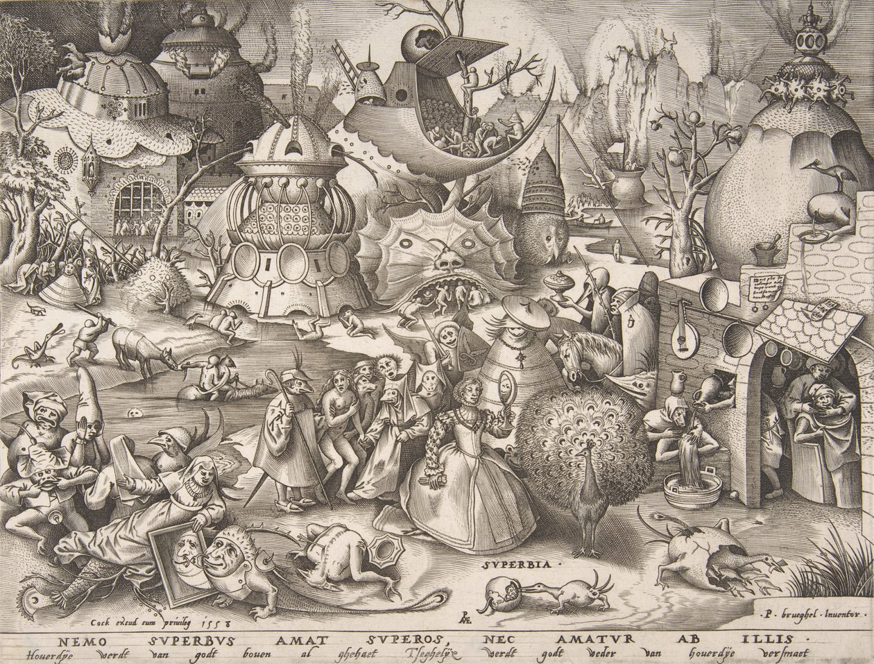 Orgueil (Superbia), de la série Les sept péchés capitaux, 1558 - Pieter van der Heyden
