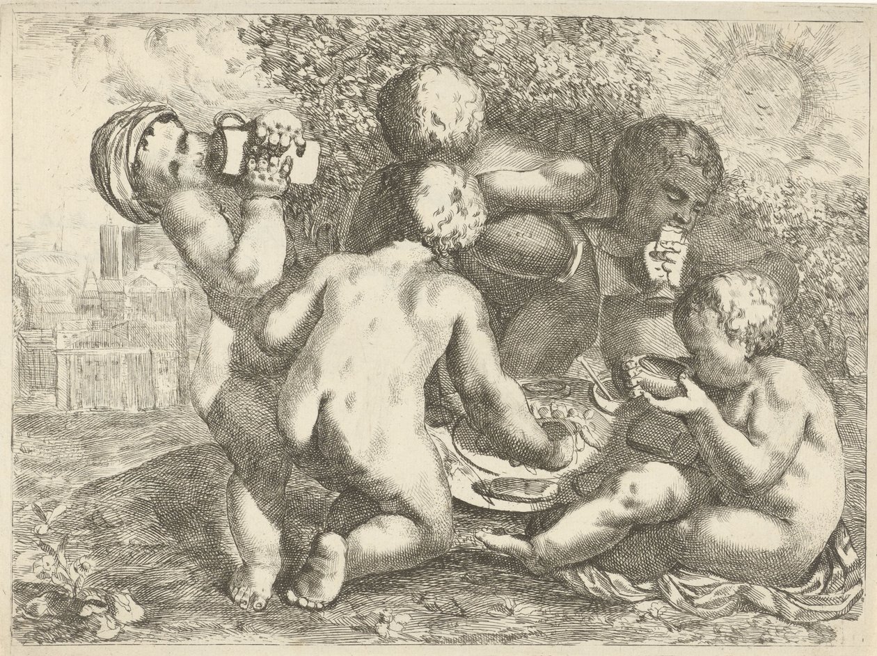 Bacchanale avec cinq putti - Pieter van der Plas (II)