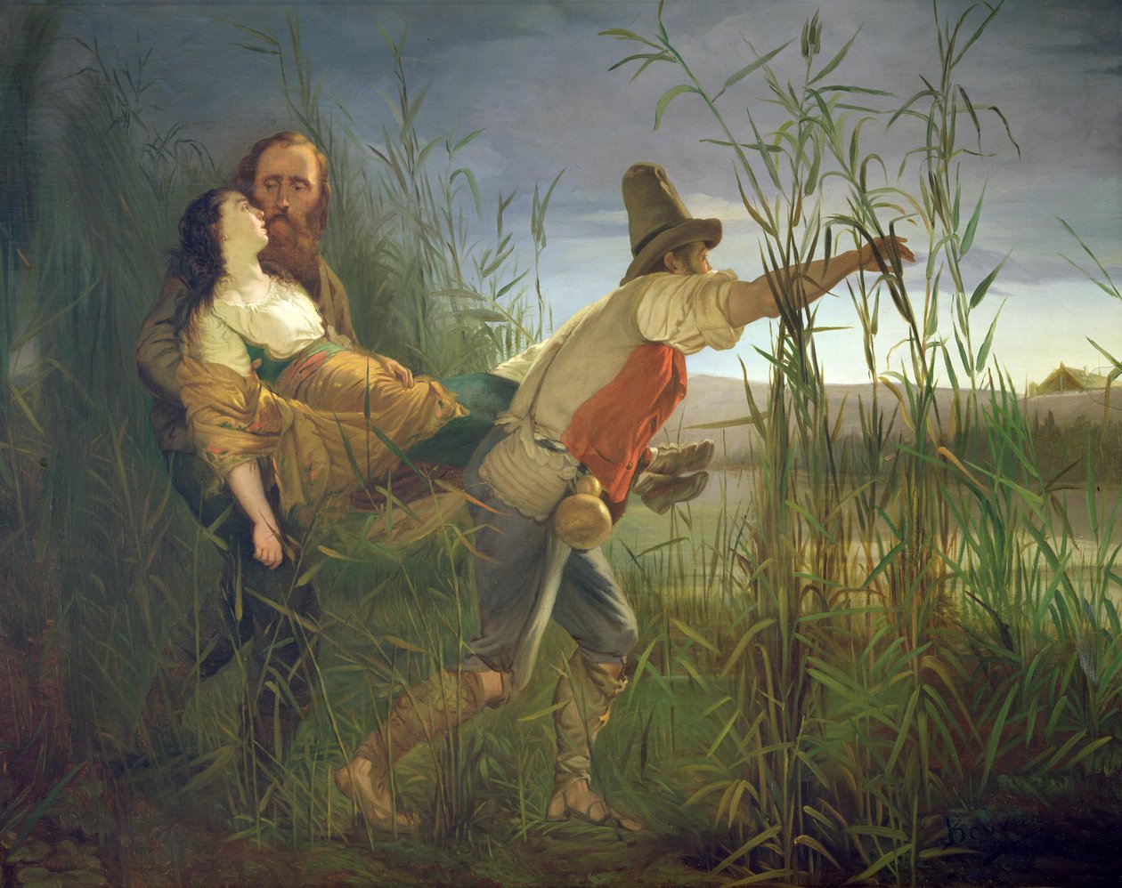 Garibaldi portant sa mourante Anita à travers les marais de Comacchio - Pietro Bauvier