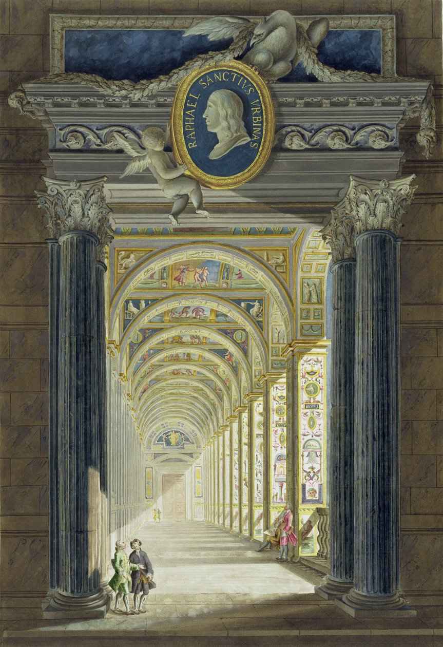 Frontispice avec un portrait en médaillon de Raphaël (1483-1520), de Delle Loggie di Rafaele nel Vaticano, gravé par Giovanni Volpato (1735-1803), publié vers 1772-77 - Pietro Camporesi