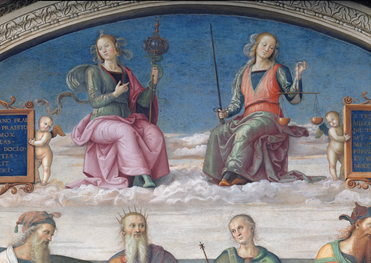 Détail de la Prudence et de la Justice, de la Lunette dans la Sala dell