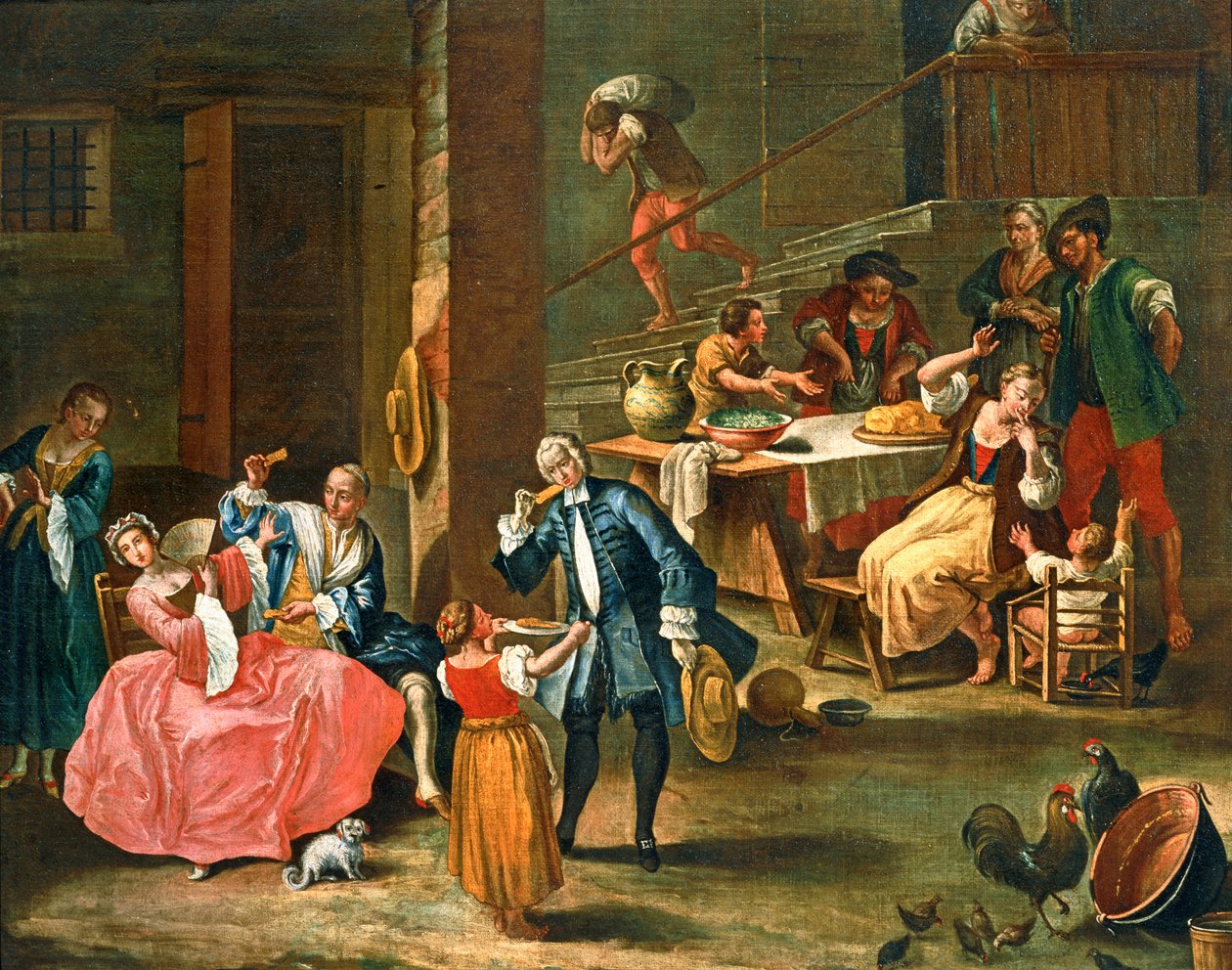 Le pique-nique à la campagne ... (peinture sur toile) - Pietro (circle of) Longhi