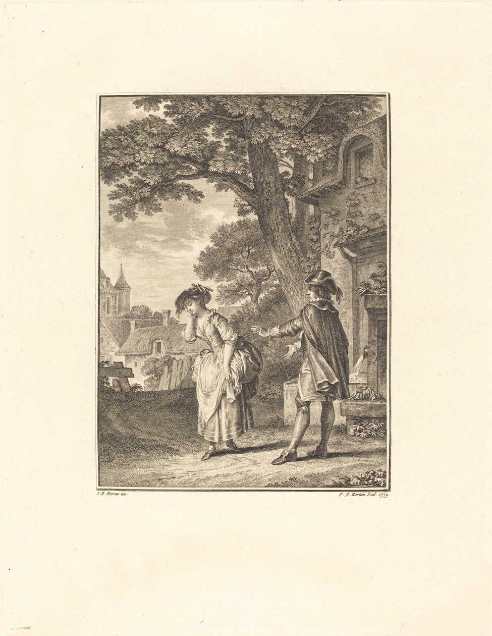 Le Devin du Village (Colette pleurant) - Pietro Antonio Martini after Jean Michel Moreau