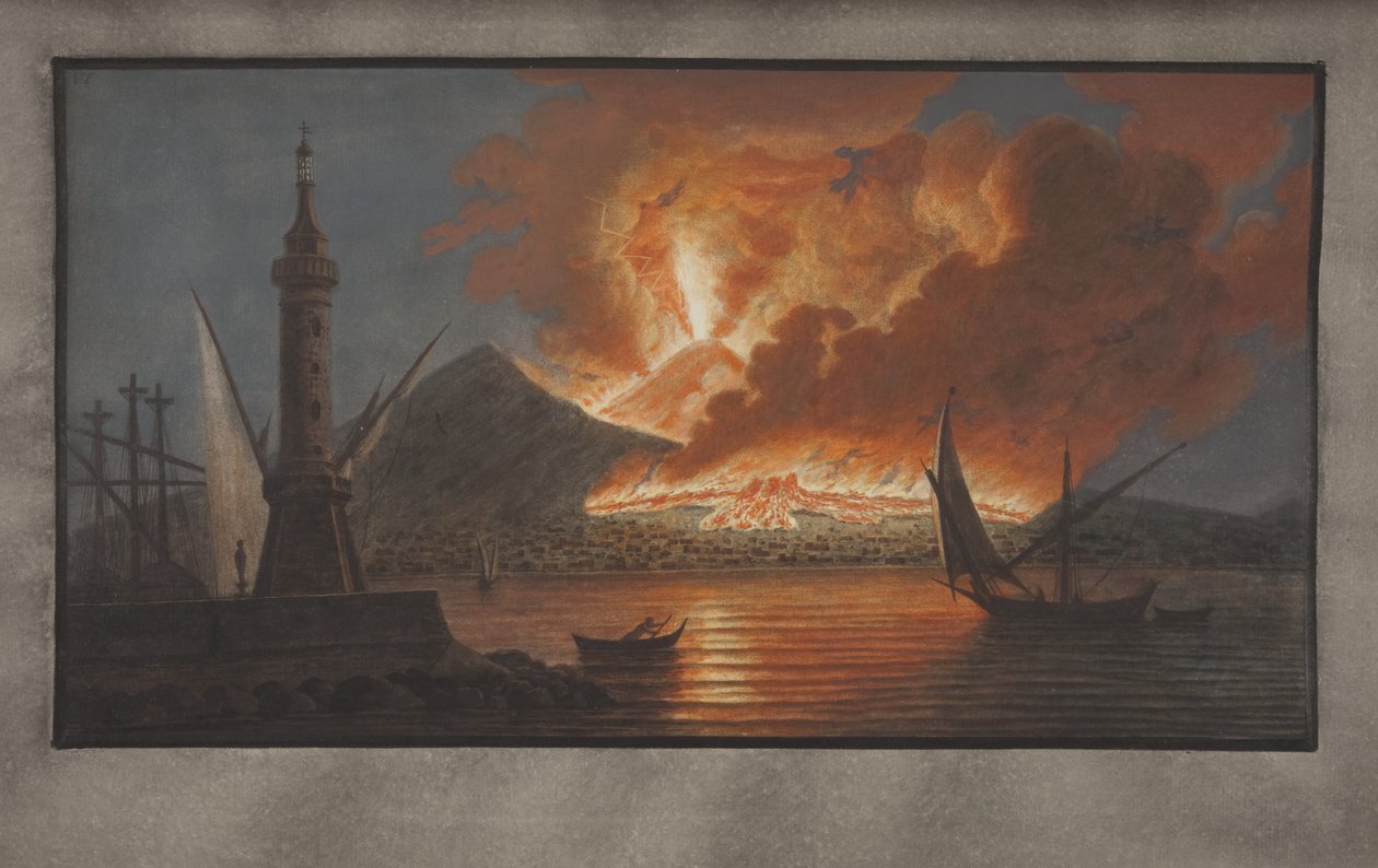 Planche VI de Campi Phlegraei : Observations des volcans des deux Siciles par William Hamilton, 1776 - Pietro Fabris