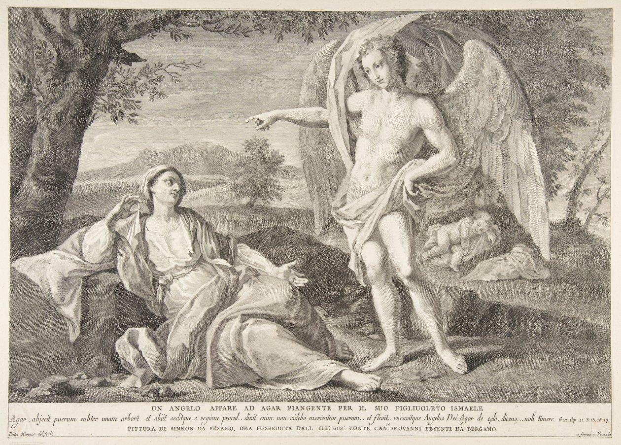Un ange apparaissant à Agar, 1727-72 - Pietro Monaco