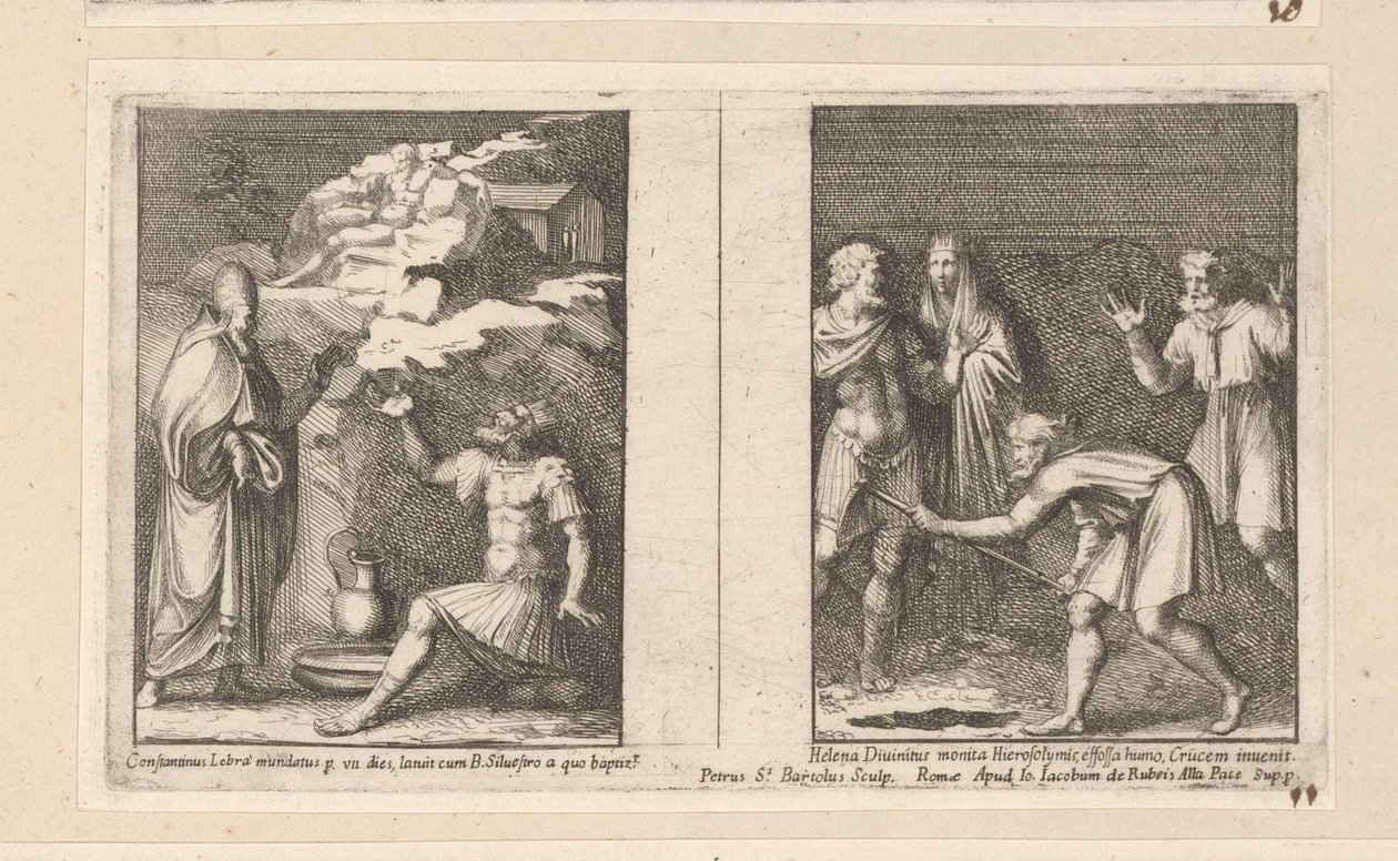 Le pape Sylvestre guérit Constantin et Sainte Hélène trouve la vraie croix - Pietro Sante Bartoli