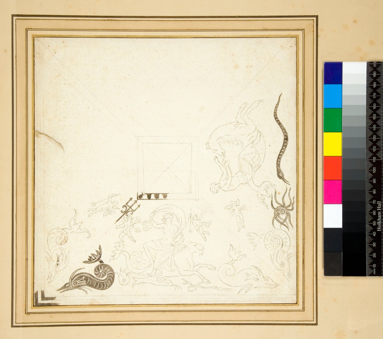 Un dessin incomplet du pavement en mosaïque 