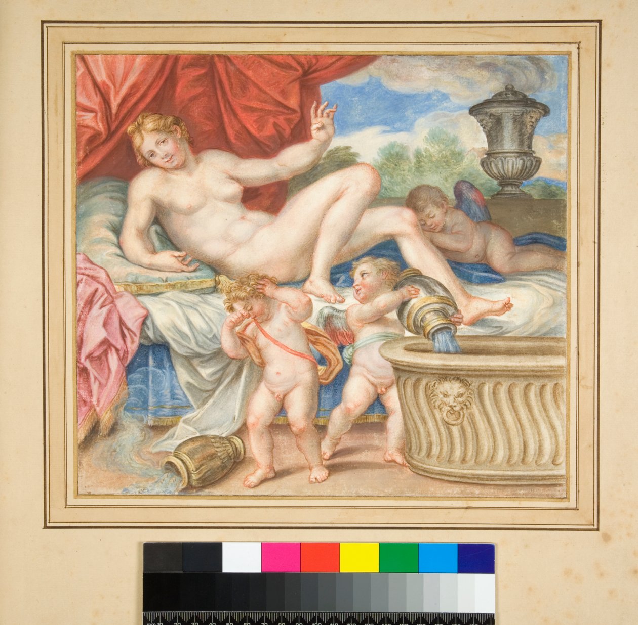 Danaé allongée avec les Cupidons montrés - Pietro Santi Bartoli