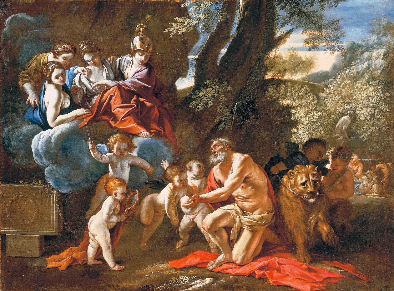 Les quatre vertus cardinales apparaissant à Saint Jérôme - Pietro Testa
