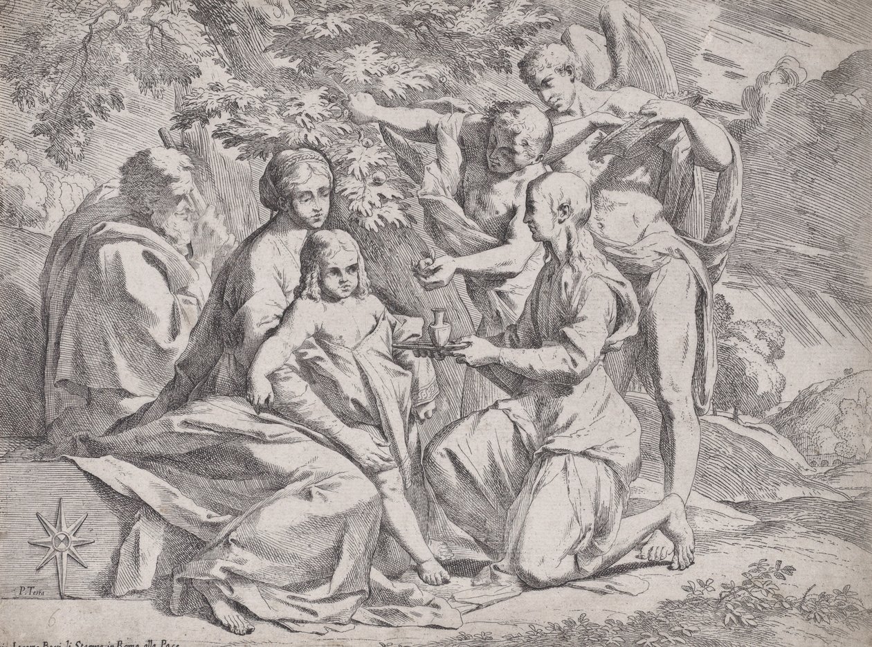 La Sainte Famille assistée par des anges, vers 1642-44 - Pietro Testa