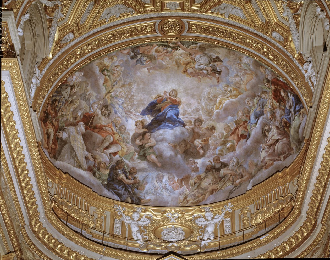 Assomption de la Vierge Fresque par Pietro da Cortona (Pierre de Cortona) (1596-1669) 1652 Rome, Chiesa di Santa Maria in Vallicella Italie - Pietro da Cortona