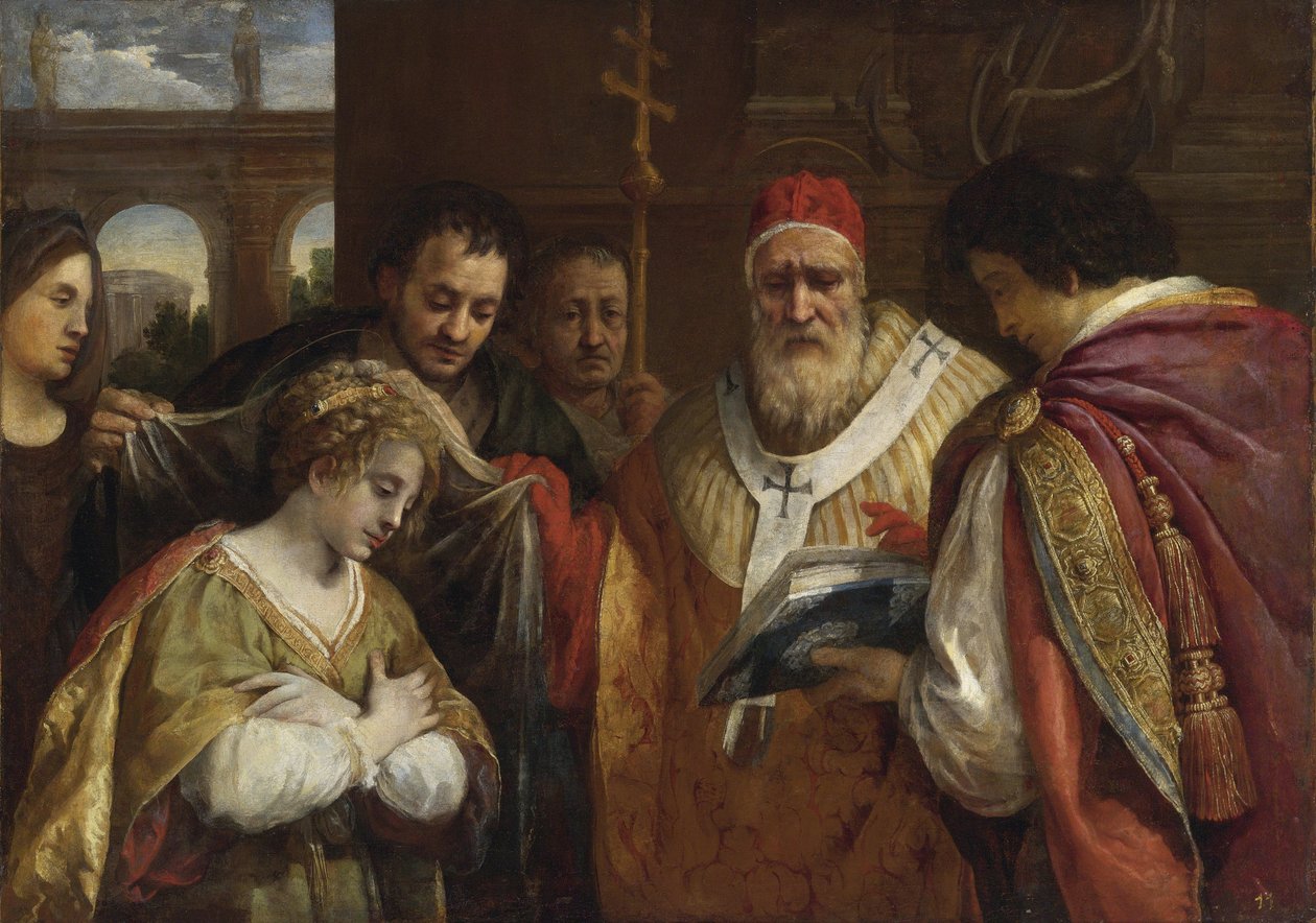Flavia Domitilla recevant le voile du pape Clément I par Pietro da Cortona - Pietro da Cortona