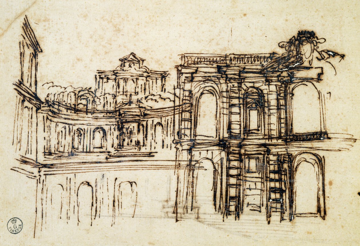 Étude pour le théâtre au Palazzo Pitti à Florence - Pietro da Cortona